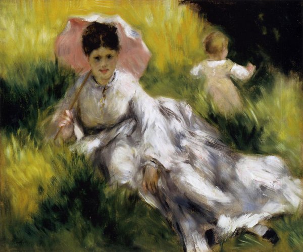 Main Product Photo of Woman with Parasol Painting by Pierre-Auguste Renoir