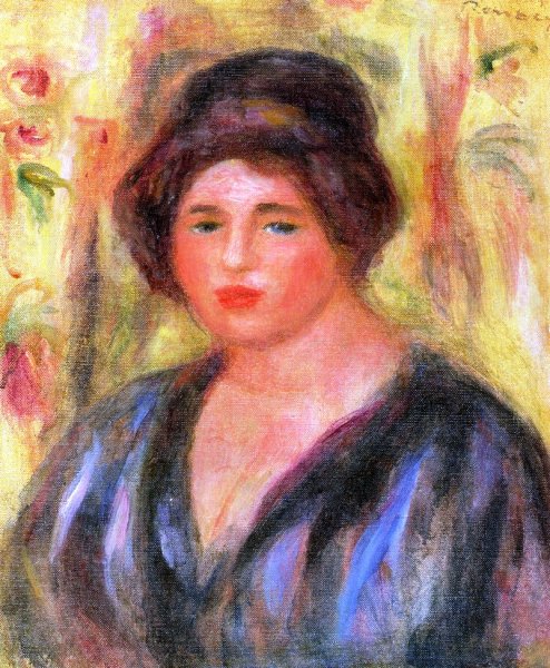 Woman's Head by Pierre-Auguste Renoir - Hand-Painted Oil Painting Reproduction