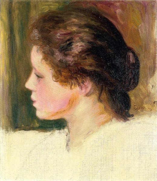 Woman's Head by Pierre-Auguste Renoir - Hand-Painted Oil Painting Reproduction
