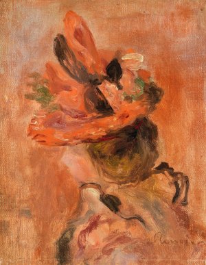 Woman's Head with Red Hat by Pierre-Auguste Renoir Oil Painting