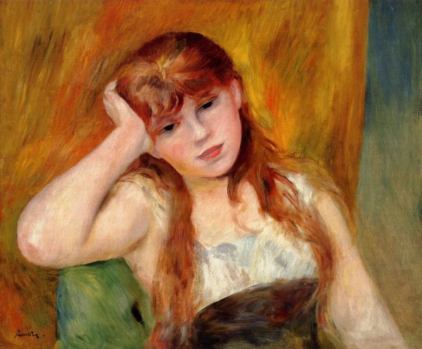 Young Blond Woman by Pierre-Auguste Renoir - Hand-Painted Oil Painting Reproduction