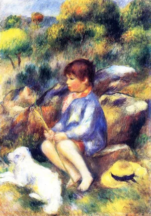 Young Boy by the River by Pierre-Auguste Renoir - Oil Painting Reproduction