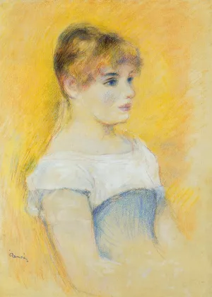 Young Girl in a Blue Corset by Pierre-Auguste Renoir - Oil Painting Reproduction