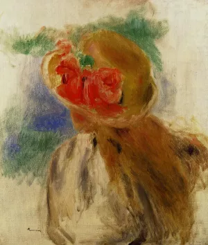 Young Girl in a Flowered Hat by Pierre-Auguste Renoir - Oil Painting Reproduction