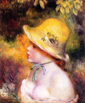 Young Girl in a Straw Hat 3 by Pierre-Auguste Renoir - Oil Painting Reproduction