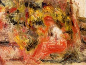 Young Girl Seated in a Garden Oil painting by Pierre-Auguste Renoir
