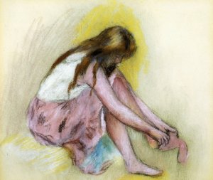 Young Girl Slipping on Her Stockings by Pierre-Auguste Renoir Oil Painting
