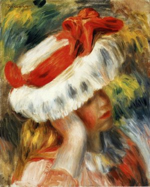 Young Girl with a Hat by Pierre-Auguste Renoir Oil Painting