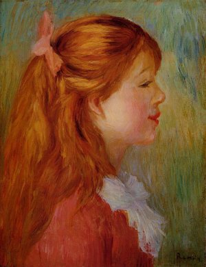 Young Girl with Long Hair in Profile by Pierre-Auguste Renoir Oil Painting