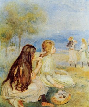 Young Girls by the Sea by Pierre-Auguste Renoir Oil Painting