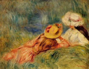 Young Girls by the Water by Pierre-Auguste Renoir Oil Painting