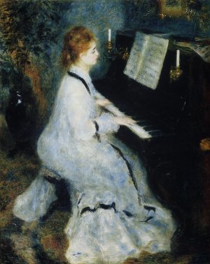 Young Woman at the Piano Oil painting by Pierre-Auguste Renoir
