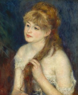 Young Woman Braiding Her Hair by Pierre-Auguste Renoir Oil Painting