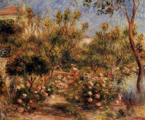 Young Woman in a Garden - Cagnes by Pierre-Auguste Renoir - Hand-Painted Oil Painting Reproduction