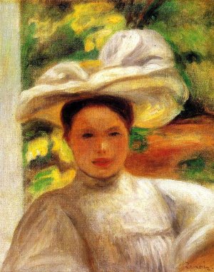 Young Woman in a Hat 2 by Pierre-Auguste Renoir Oil Painting