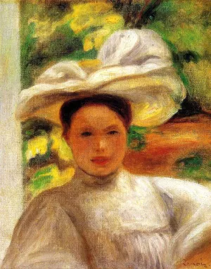 Young Woman in a Hat 2 by Pierre-Auguste Renoir Oil Painting