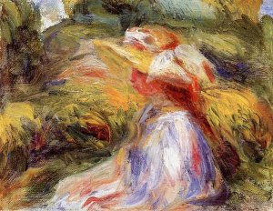 Young Woman in a Hat by Pierre-Auguste Renoir Oil Painting