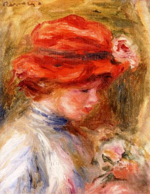 Young Woman in a Red Hat by Pierre-Auguste Renoir Oil Painting