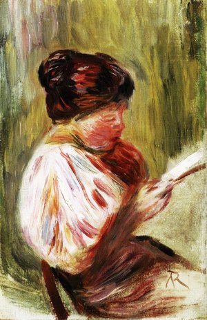 Young Woman Reading 2 by Pierre-Auguste Renoir Oil Painting