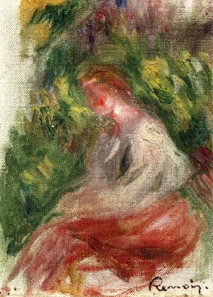 Young Woman, Seated Oil painting by Pierre-Auguste Renoir