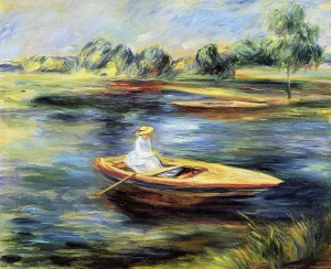 Young Woman Seated in a Rowboat painting by Pierre-Auguste Renoir