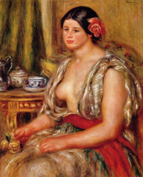 Young Woman Seated in an Oriental Costume by Pierre-Auguste Renoir - Hand-Painted Oil Painting Reproduction