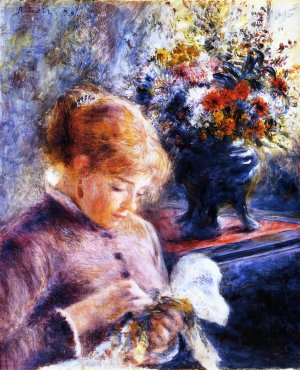 Young Woman Sewing 2 by Pierre-Auguste Renoir Oil Painting