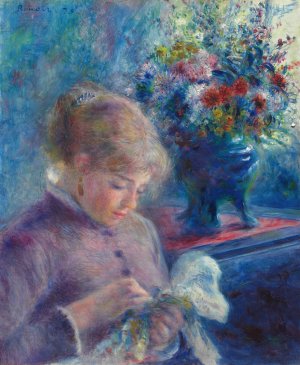 Young Woman Sewing by Pierre-Auguste Renoir Oil Painting