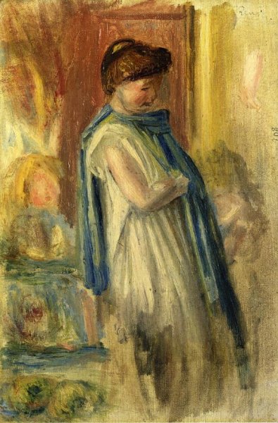 Young Woman Standing by Pierre-Auguste Renoir - Hand-Painted Oil Painting Reproduction