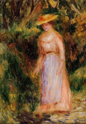 Young Woman Taking a Walk by Pierre-Auguste Renoir Oil Painting