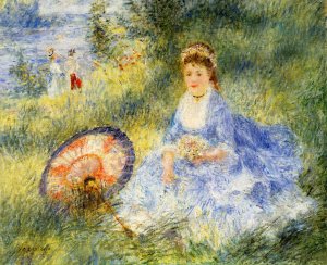 Young Woman with a Japanese Umbrella by Pierre-Auguste Renoir Oil Painting