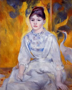 Young Woman with Crane by Pierre-Auguste Renoir - Oil Painting Reproduction