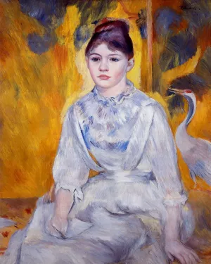 Young Woman with Crane Oil painting by Pierre-Auguste Renoir