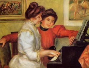 Yvonne and Christine Lerolle at the Piano painting by Pierre-Auguste Renoir