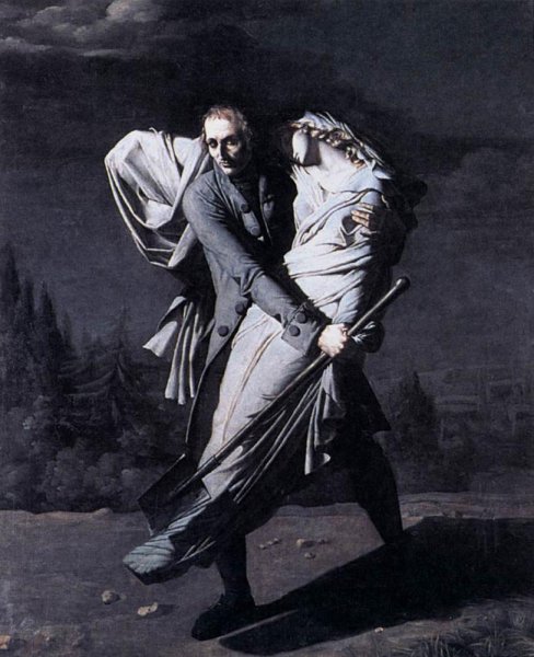 Main Product Photo of Young Holding His Dead Daughter in His Arms Painting by Pierre-Auguste Vafflard