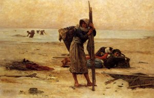 Oyster Catching by Pierre Billet Oil Painting