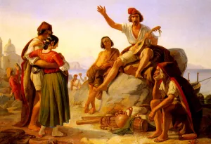 A Neapolitan Story-Teller by Pierre Bonirote - Oil Painting Reproduction