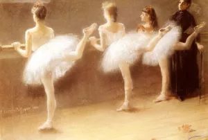 At The Barre by Pierre Carrier-Belleuse - Oil Painting Reproduction