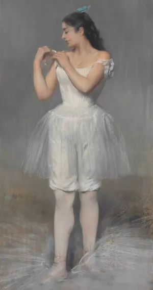 Ballerina adjusting her Shoulder Strap by Pierre Carrier-Belleuse Oil Painting