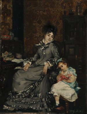 Jeune mere by Pierre Carrier-Belleuse Oil Painting