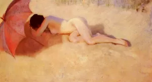 Nu Sous Un Parasol by Pierre Carrier-Belleuse Oil Painting