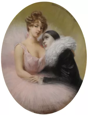 Pierrot and Ballerina by Pierre Carrier-Belleuse Oil Painting