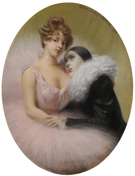 Main Product Photo of Pierrot and Ballerina  Painting by Pierre Carrier-Belleuse