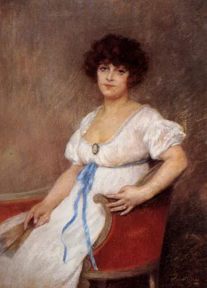 Portrait of a Seated Lady by Pierre Carrier-Belleuse Portrait of a Seated Lady Oil painting by Pierre Carrier-Belleuse