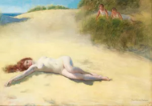 Sleeping Nude On A Beach by Pierre Carrier-Belleuse Oil Painting
