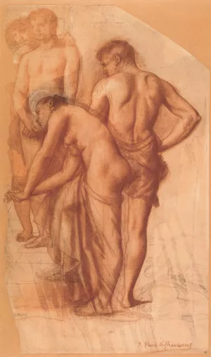 Study for Four Figures in 'Rest' painting by Pierre Cecile Puvis De Chavannes