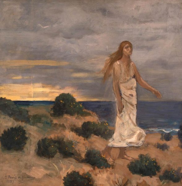 Main Product Photo of Woman on the Beach Painting by Pierre Cecile Puvis De Chavannes
