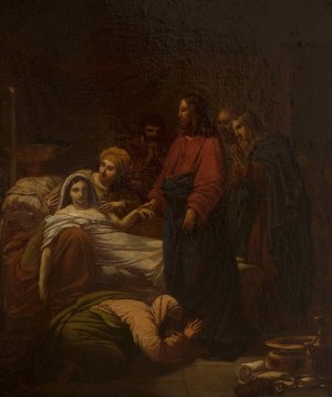 Jesus ressuscitant la fille de Jaire by Pierre Claude Francois Delorme Oil Painting