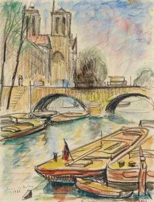 Notre-Dame et le pont Saint-Michel by Pierre De Belay Oil Painting