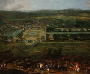 View of the Chateau de Fontainebleau by Pierre-Denis Martin Oil Painting